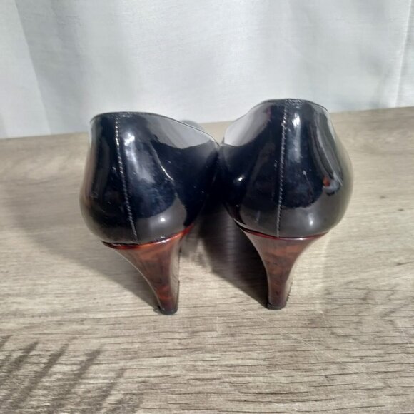 L.K.Bennett Black Wedges Size 40 US 10 Animal Print Wedge - Picture 4 of 9